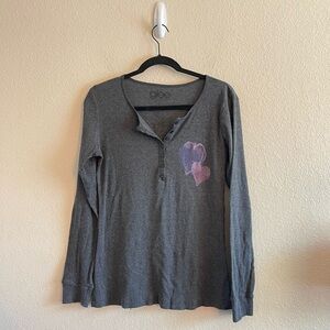 Y2K Rare Glee Gray Long Sleeve Waffle Knit Graphic Top Womens Size XL